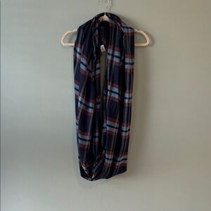 LOFT Navy and Red Plaid Scarf
